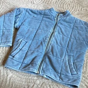 FOREVER 21 KIDS 11-12 Chunky Quilted Faux Denim Zip Up Jacket Coat